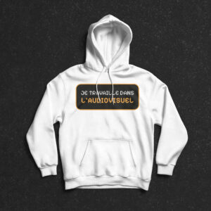 Pull capuche blanc "Mes projets sont en 4K, mon compte est en 360P"