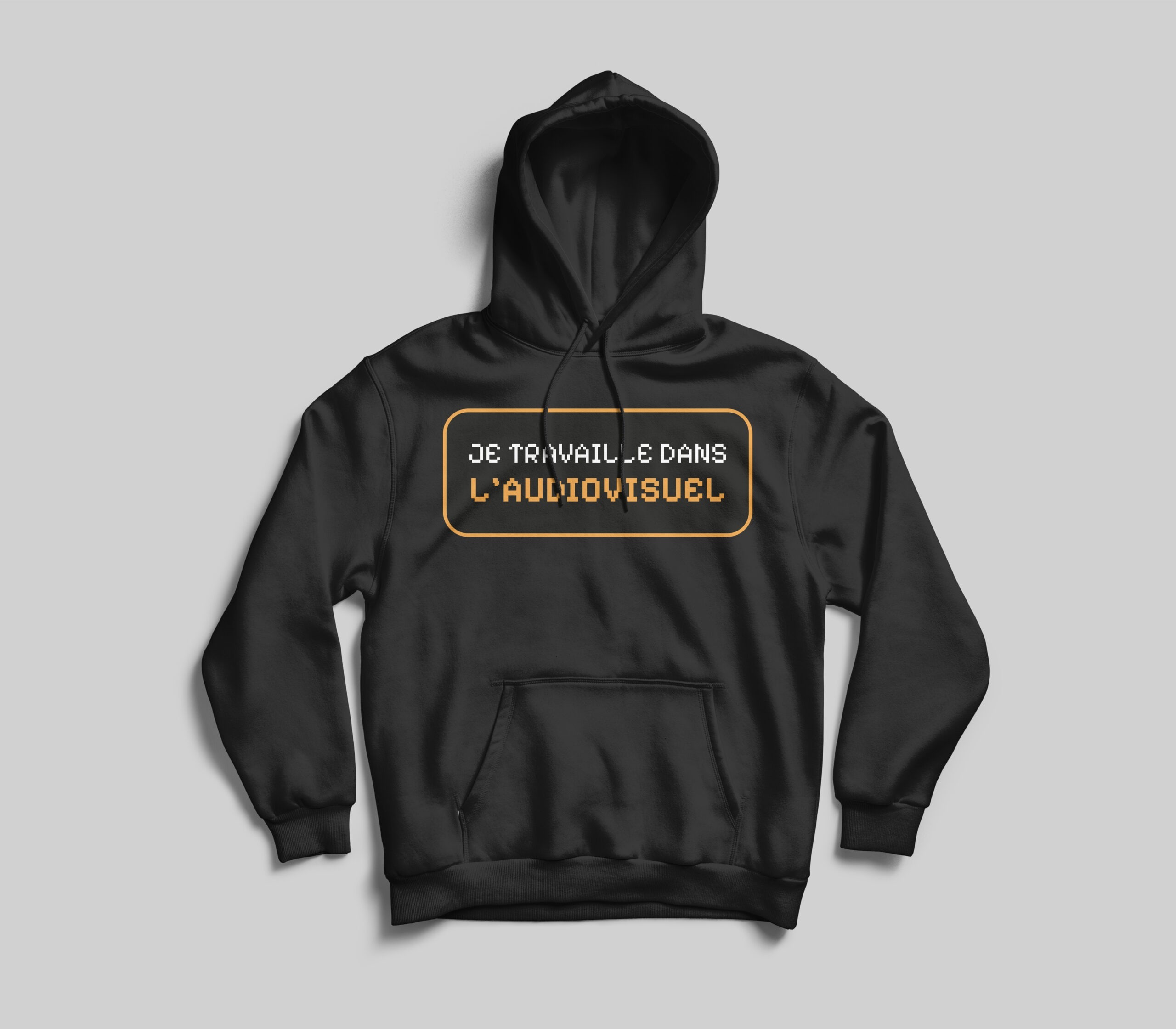 Pull capuche noir "Mes projets sont en 4K, mon compte est en 360P"